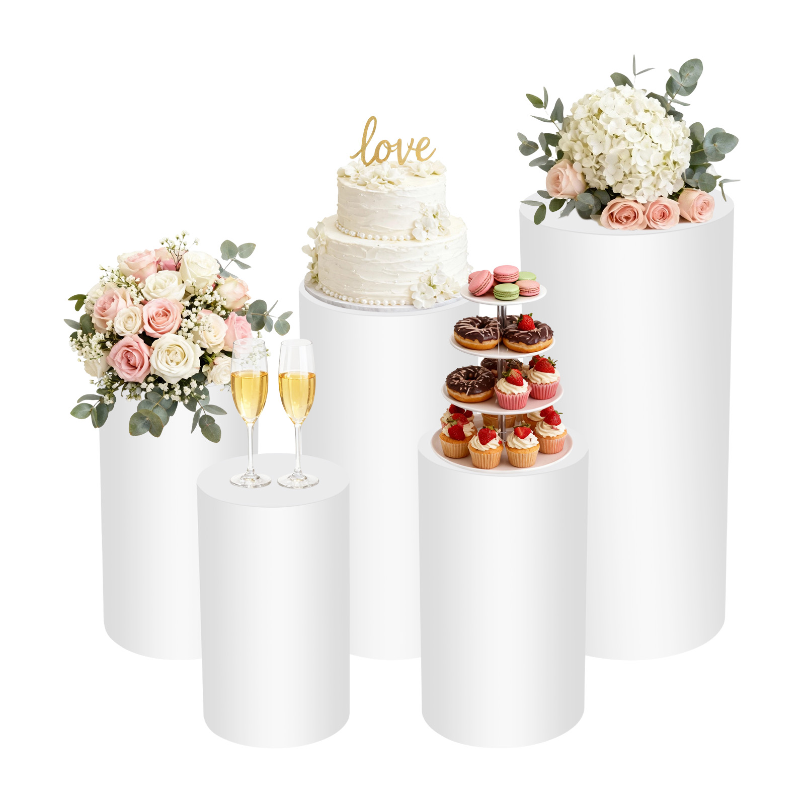 5Pcs White Cylinder Pedestal S - огляд і ціна Display Risers Set
